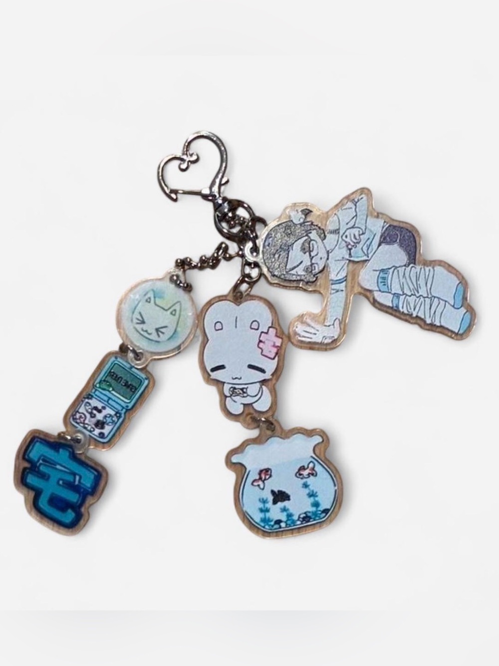 Cute Blue Pastel gamer girl Charm Keychain